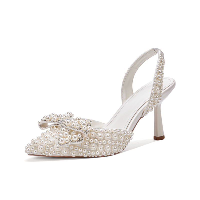 Women'S Shoes Kitten Heels - Women's new summer pointed pearl bow