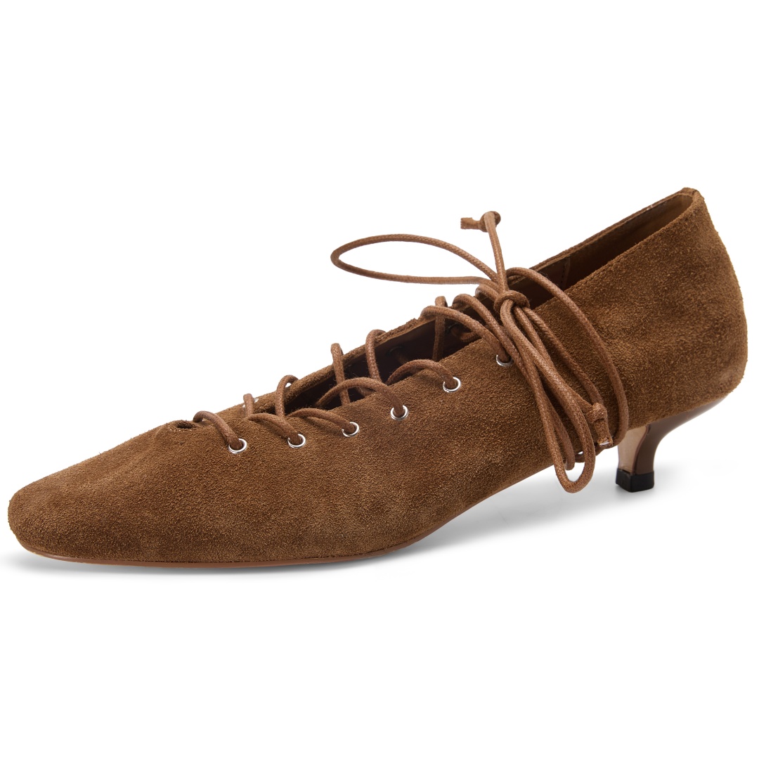 Women'S Shoes Kitten Heels - Women's natural suede leather square toe