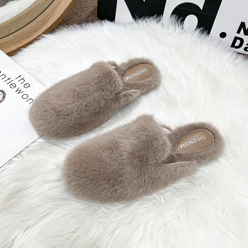 Fluffy Fur Slipper - Round Toe Fluffy Fur Slipper Woman