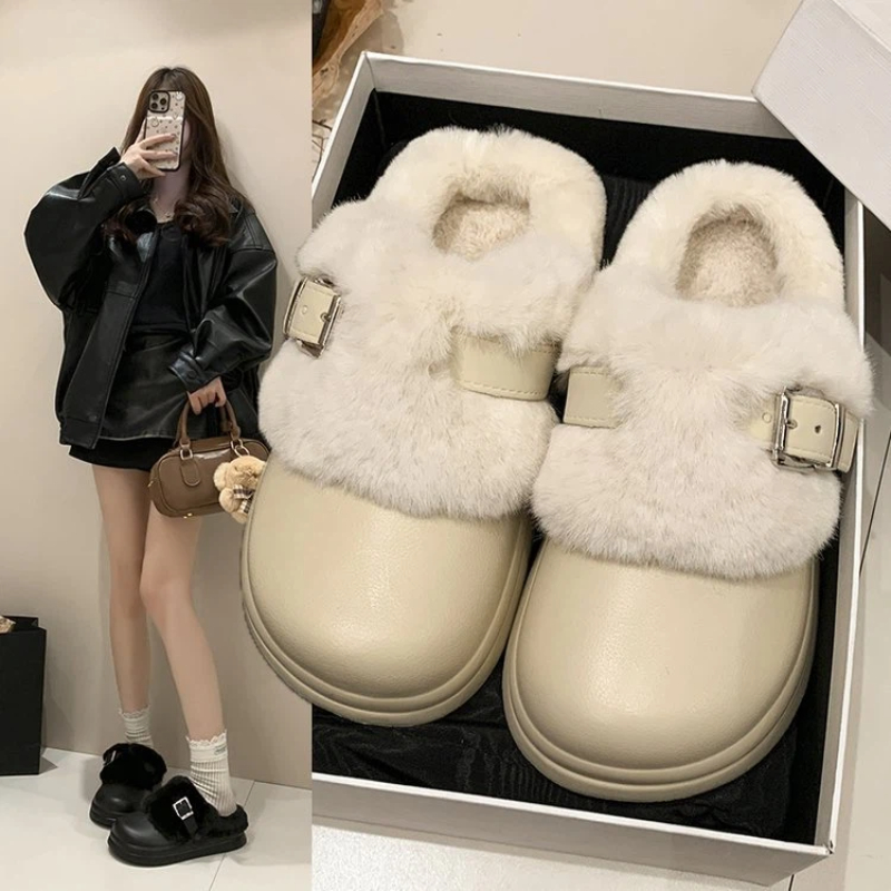Fluffy Fur Slipper - Waterproof Eva Thick Bottom Furry Clogs