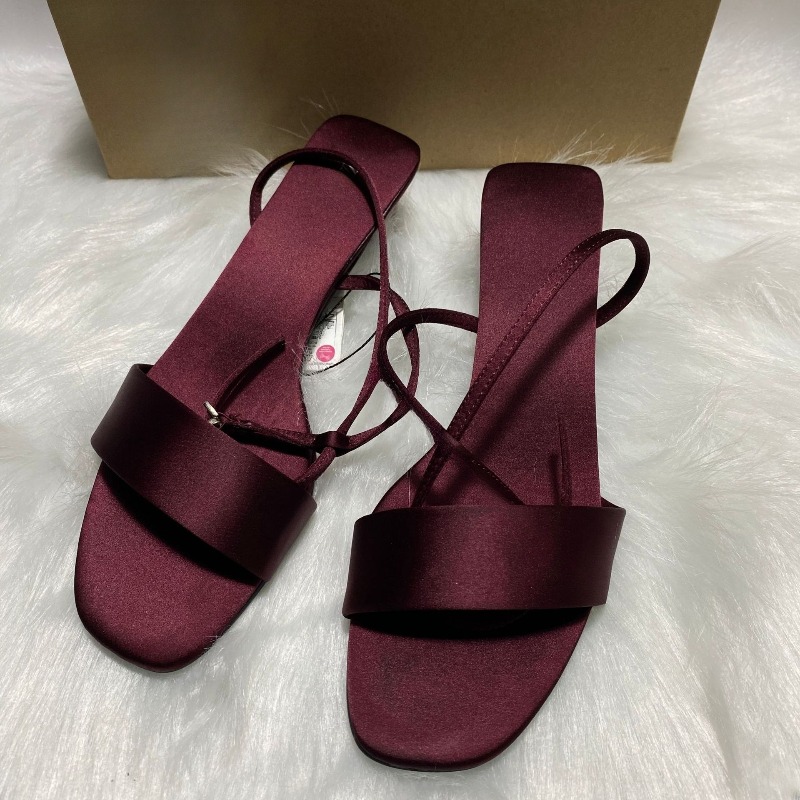 Women Shoes Luxury Brand - Luxury Satin Ankle Strap Low Heels