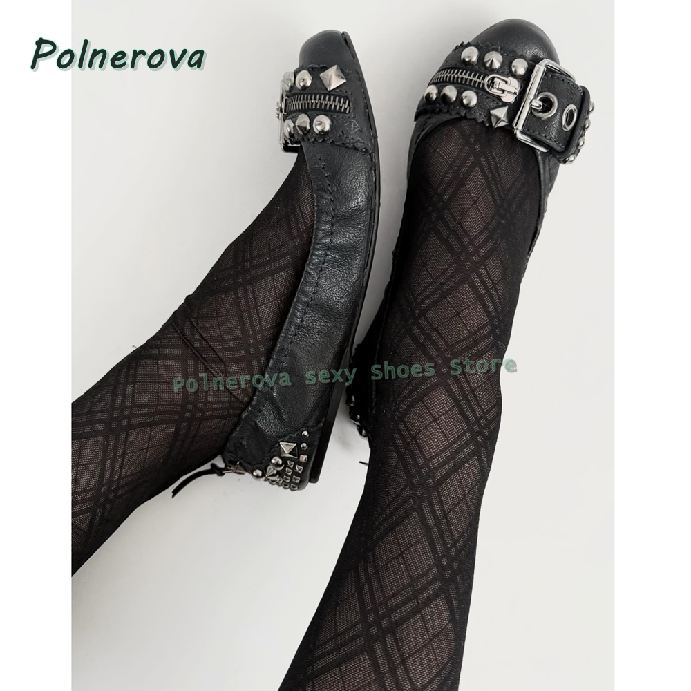Mary Jane Shoes - Rivet Belt Buckle Mary Jane Shoes