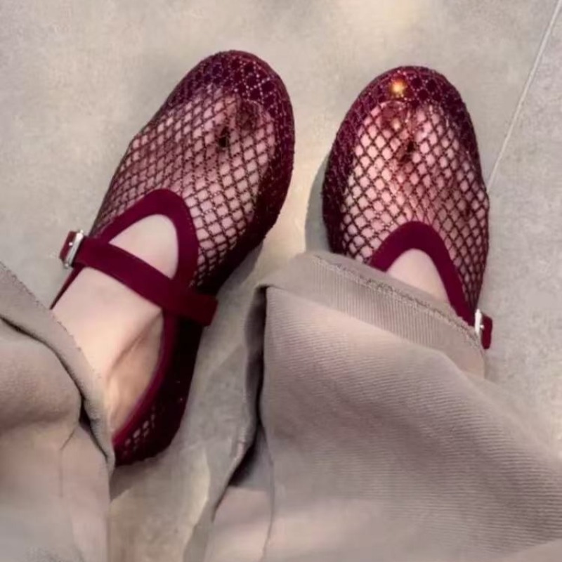 Mary Jane Shoes - Hollow Rhinestone Baotou Sandals Women 2026