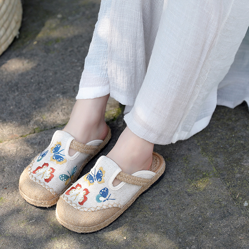 Women'S Shoes Vegan - 2025 Women Casual Linen Handmade Embroidery
