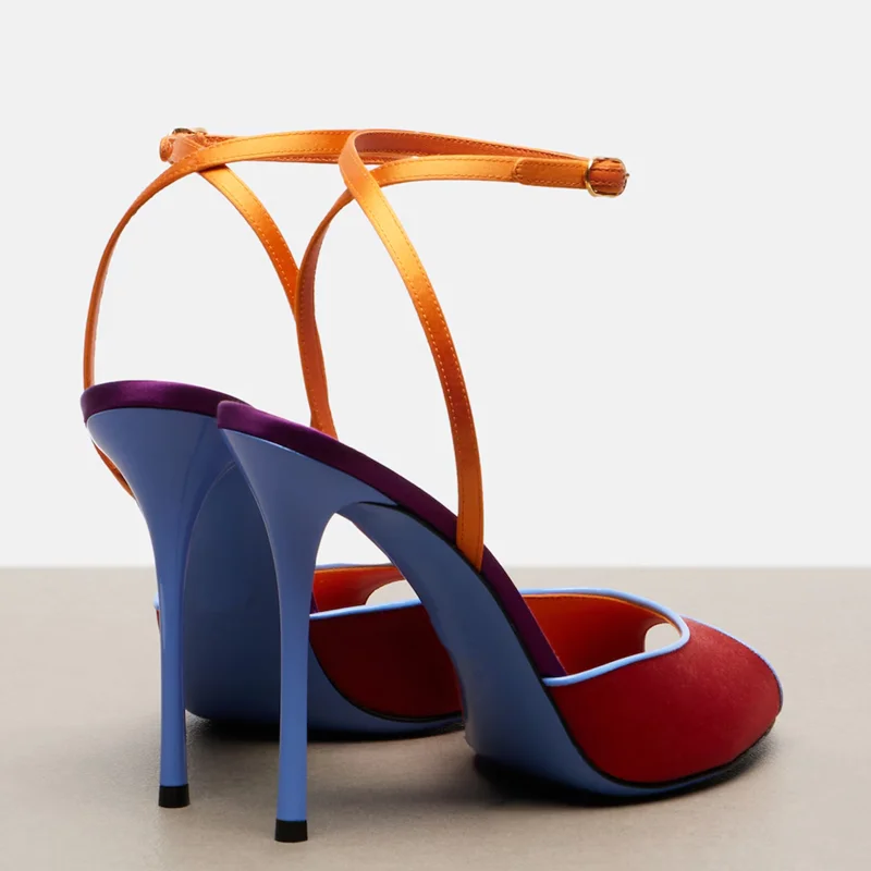Satin Mixed Colors Peep Toe Sa - Women'S Shoes Peep Toe 评论和价格