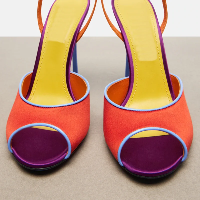 Satin Mixed Colors Peep Toe Sa - Women'S Shoes Peep Toe 评论和价格