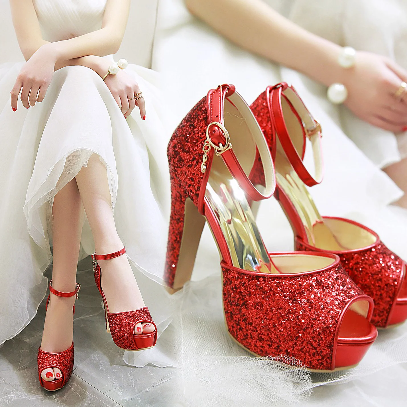 Silver Summer Women High Heel  - Women'S Shoes Peep Toe 评论和价格