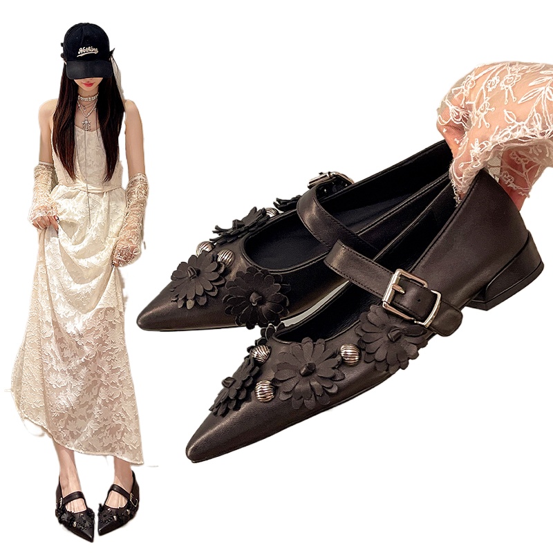 Metal Rivet Buckle Strap Soft  - Mary Jane Shoes 评论和价格