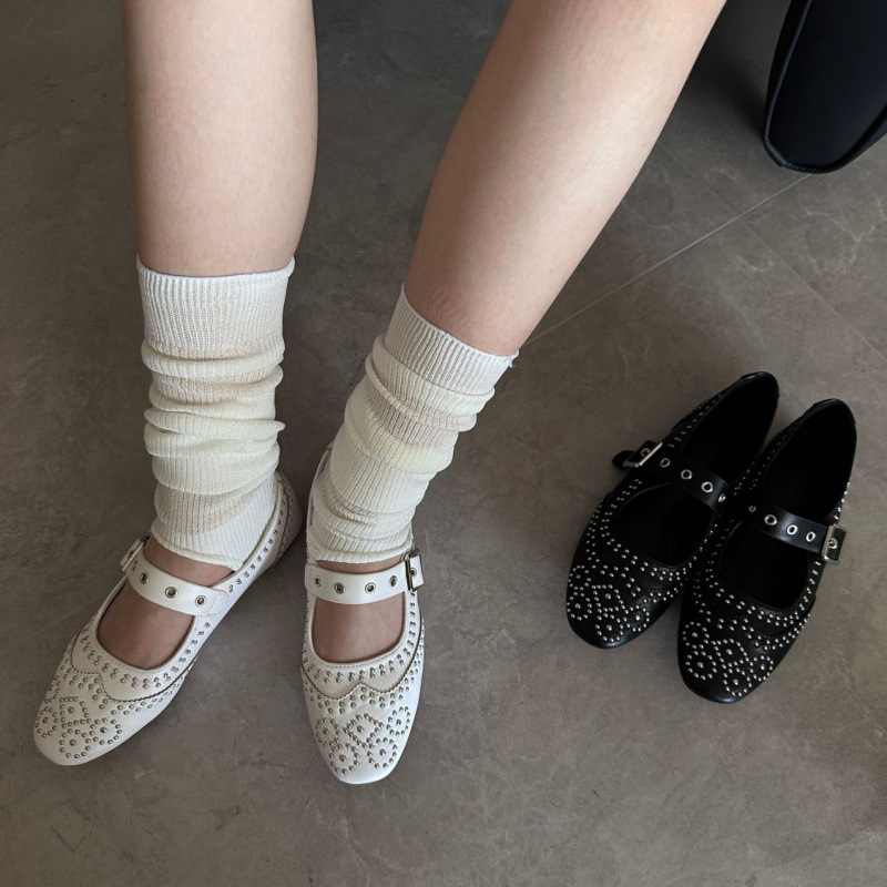 Retro Rivet Buckle Design Flat - Mary Jane Shoes 评论和价格