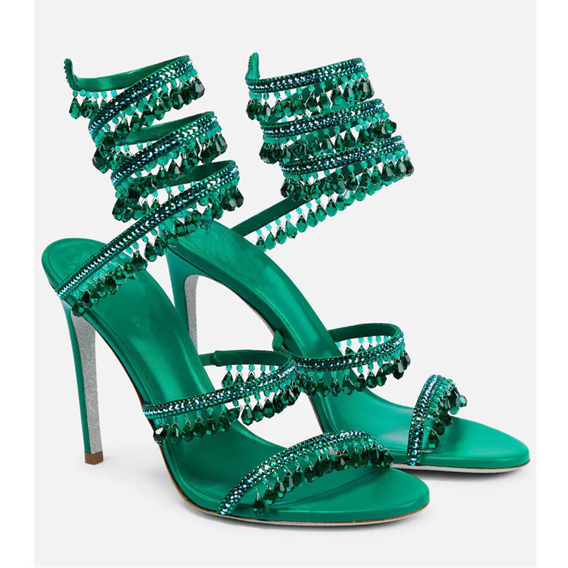 Sexy Green Crystal Fringe Stil - Women'S Shoes Peep Toe 评论和价格