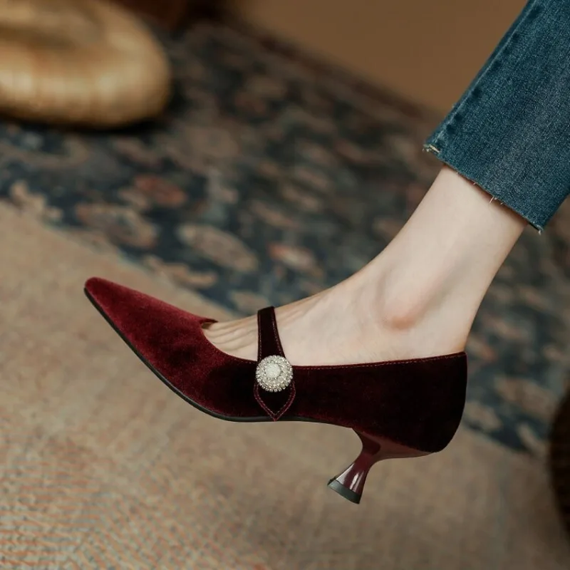 Wine Red Pointed Toe Mary Jane - Mary Jane Shoes 评论和价格