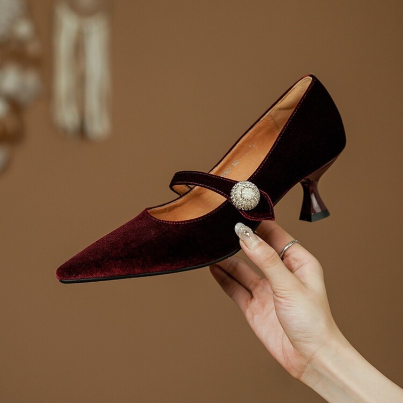 Wine Red Pointed Toe Mary Jane - Mary Jane Shoes 评论和价格