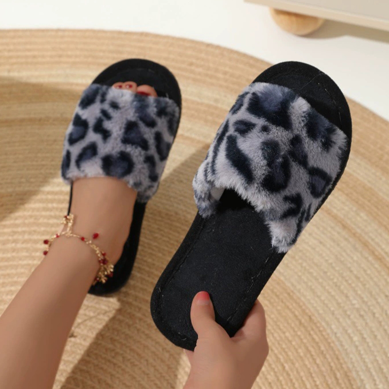 Vintage Leopard Home Plush Sli - Fluffy Fur Slipper 评论和价格