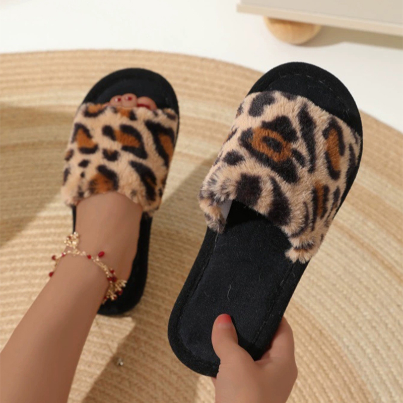 Vintage Leopard Home Plush Sli - Fluffy Fur Slipper 评论和价格