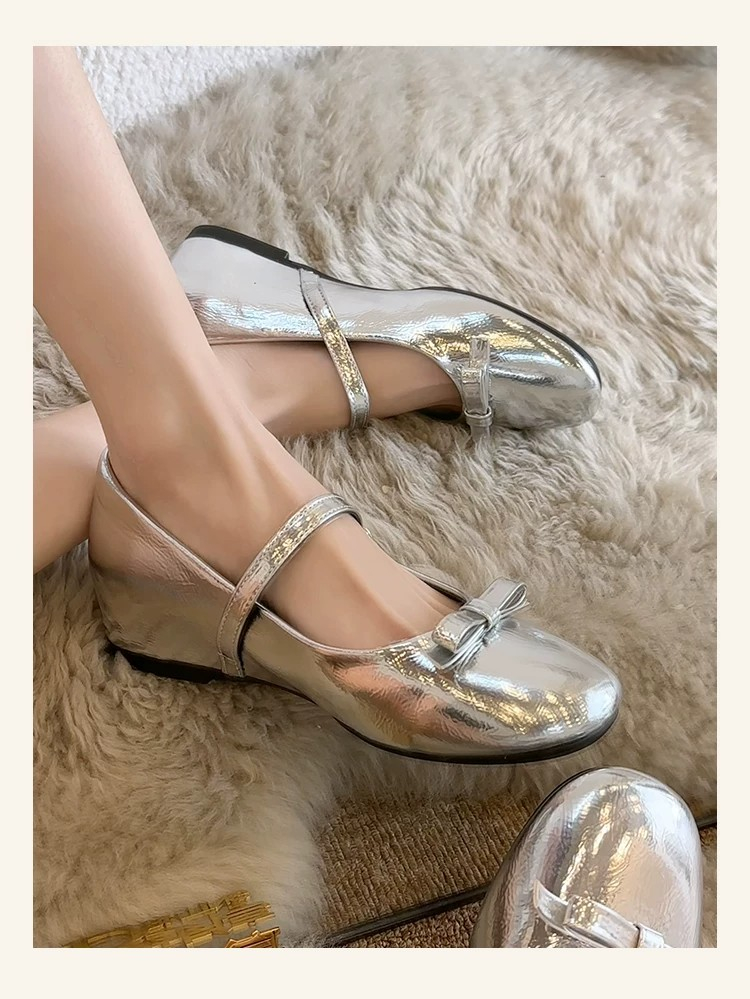 French-style bow square-toe fl - Mary Jane Shoes 评论和价格