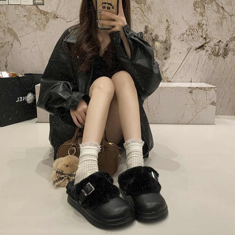Waterproof Eva Thick Bottom Fu - Fluffy Fur Slipper 评论和价格