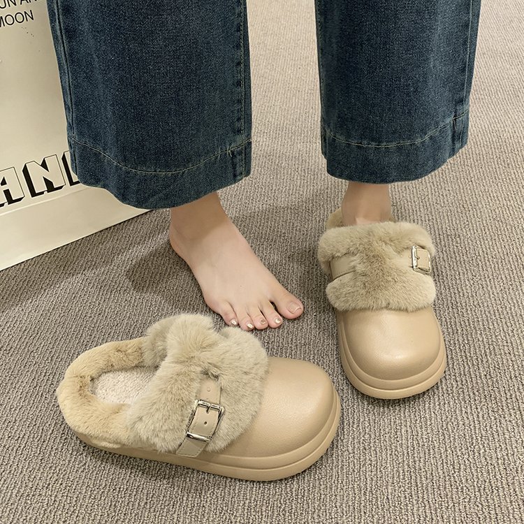 Waterproof Eva Thick Bottom Fu - Fluffy Fur Slipper 评论和价格