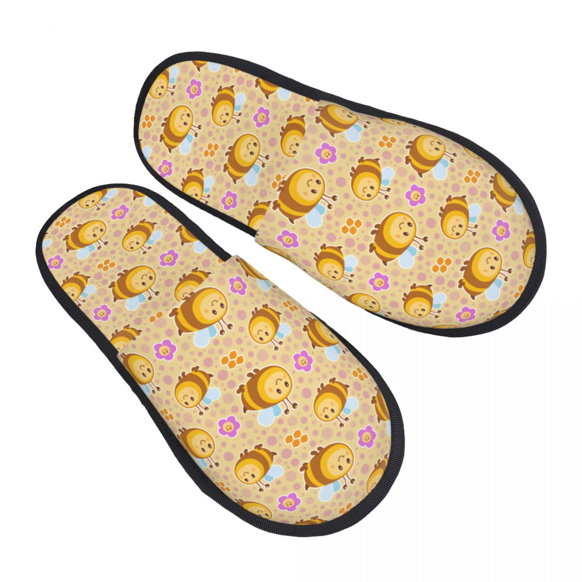 Cute Bee Flower Pattern House  - Fluffy Fur Slipper 评论和价格