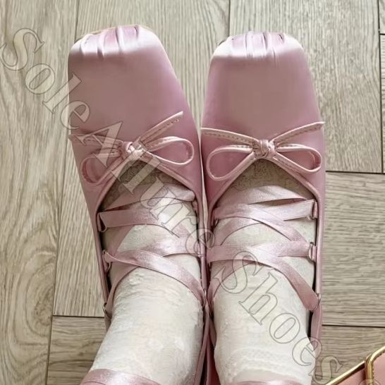 Women Ballet Flats Y2K Satin R - Ribbon Tie Heel 评论和价格