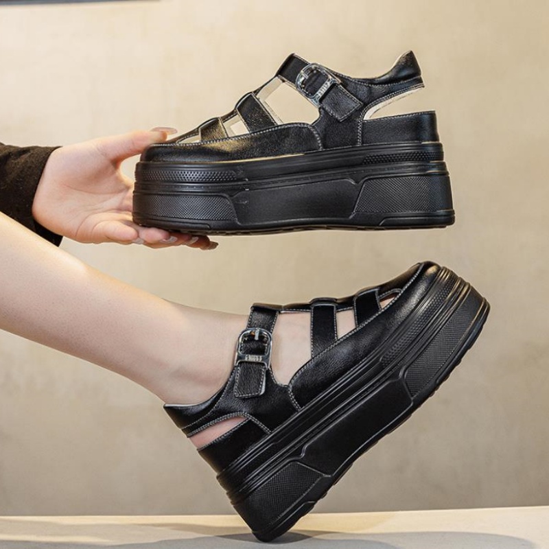 8.5cm Hollow Full Cow Genuine  - Women Shoes Sneakers 评论和价格