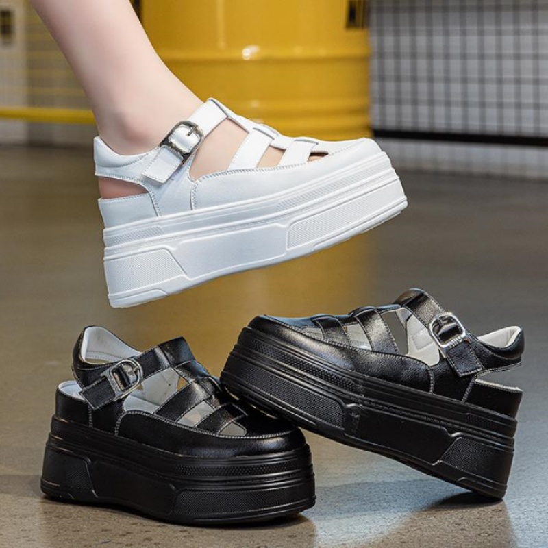 8.5cm Hollow Full Cow Genuine  - Women Shoes Sneakers 评论和价格