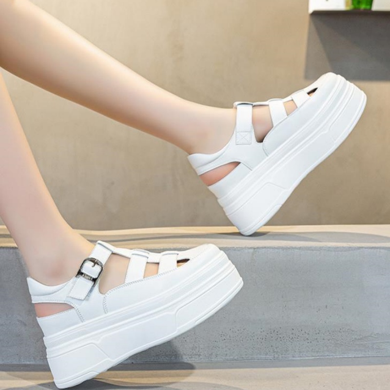 8.5cm Hollow Full Cow Genuine  - Women Shoes Sneakers 评论和价格