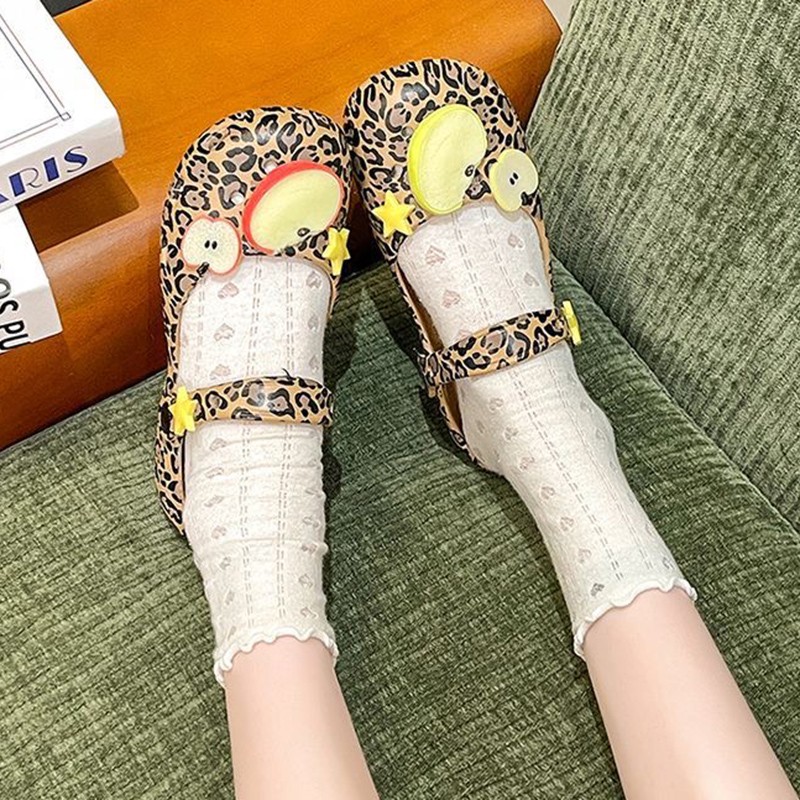 Retro Leopard Print Ballet Hol - Women Shoes Japan 评论和价格
