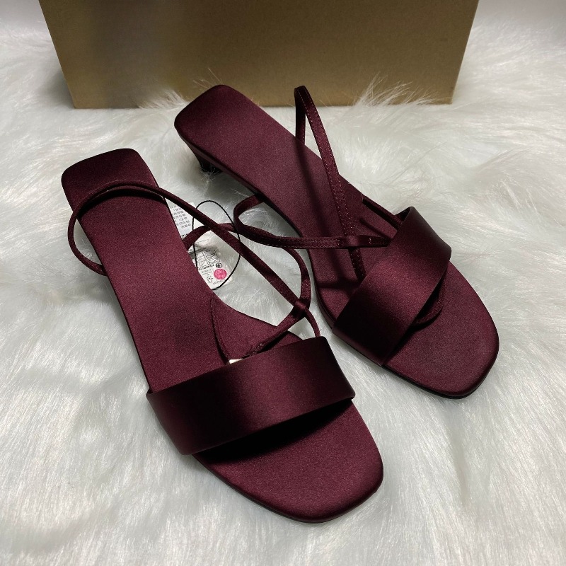 Luxury Satin Ankle Strap Low H - Women Shoes Luxury Brand 评论和价格