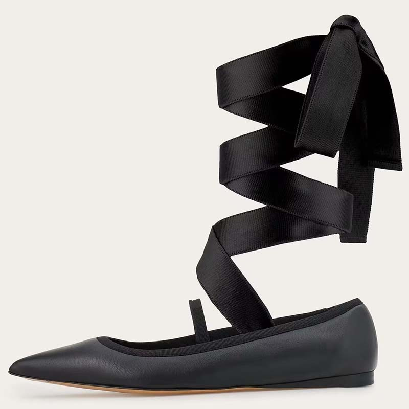 Women Ballet Flat Shoes Child  - Ribbon Tie Heel 评论和价格