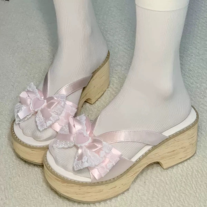 Sweet Bow Wood Grain Thick Bot - Square Toe Mule 评论和价格