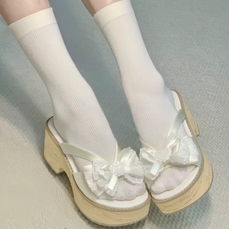 Sweet Bow Wood Grain Thick Bot - Square Toe Mule 评论和价格
