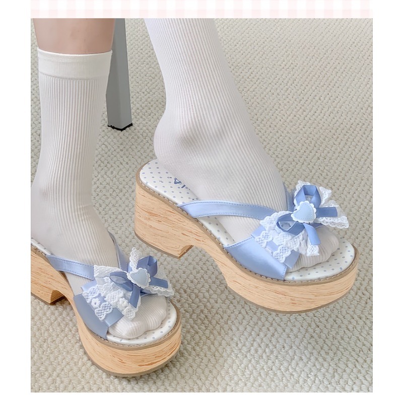 Sweet Bow Wood Grain Thick Bot - Square Toe Mule 评论和价格