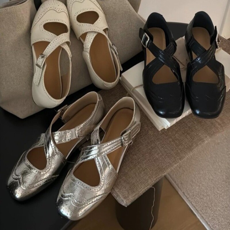 Retro Floral Carving Flat Bott - Mary Jane Shoes 评论和价格